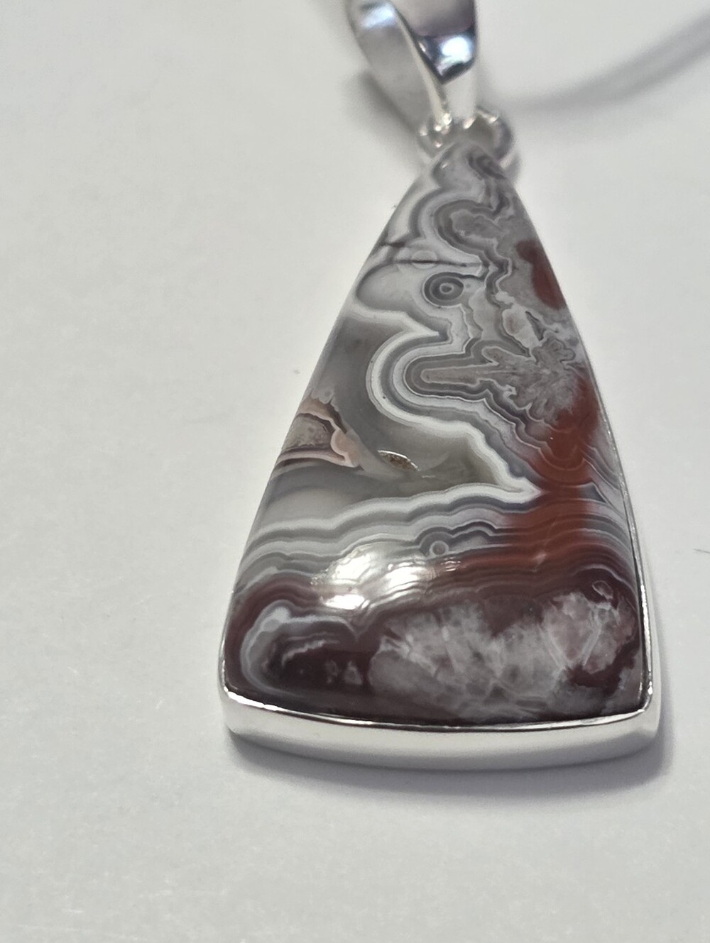 Sterling Silver Crazy Lace Agate Pendant.
